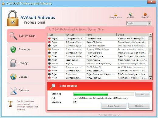 Thirtyseven4 Detects and Removes AVASoft Professional Antivirus