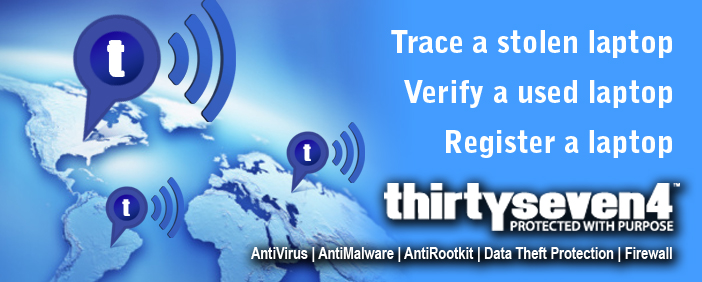 Thirtyseven4 Antivirus | AntiMalware | AntiRootkit | AntiSpyware  Laptop Tracking System