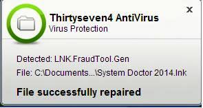 System Doctor Detected and Removed by Thirtyseven4 AntiMalware